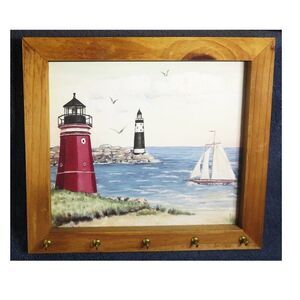 Seascape Wall Decor With Key Holders Storage Coastal Homes Nautical Decor
